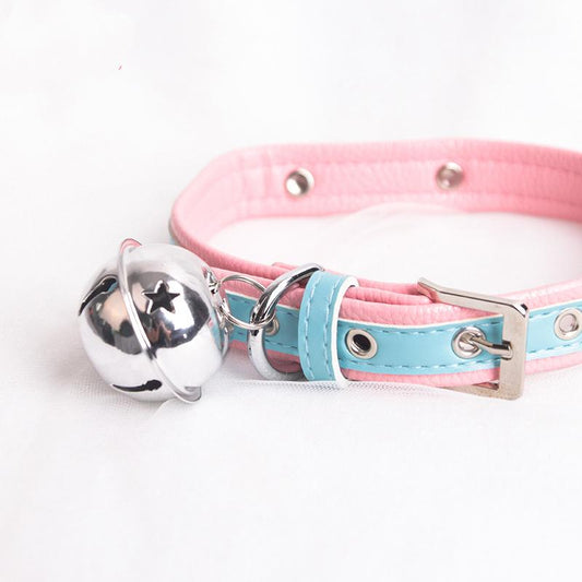 Cosplay Bell Leather Adjustable Choker Chain Necklace